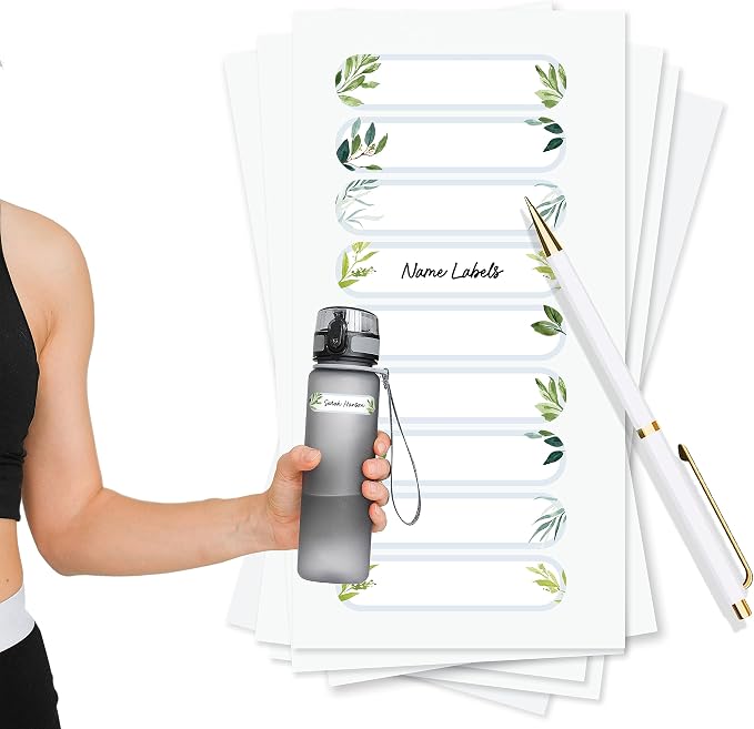 ThreeKin Waterproof Labels for Bottles and Containers - Custom Stickers - All-Purpose and Personalizable - Dishwasher, Freezer and Microwave Safe - BPA-Free - USA-Owned (Greenery, 72pcs)