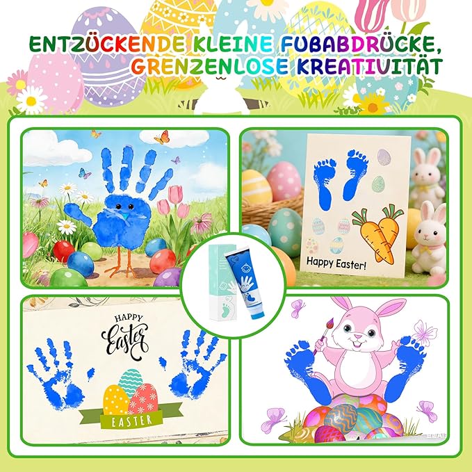 Baby Hand and Footprint Paint with Sponge Head, 2.54 fl oz, Non-Toxic & Acid-Free, Washable Baby Safe Paint for Newborn Keepsakes, Dog Nose & Paw Prints, Ideal New Mom Gift - Blue