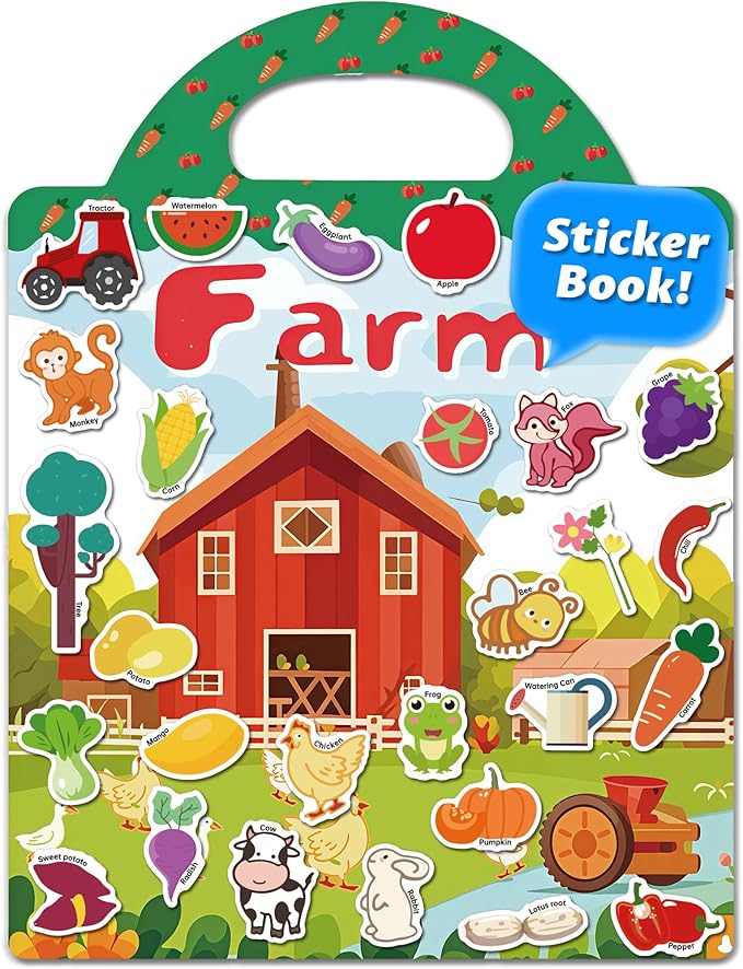 Walenced Reusable Sticker Book for Toddlers, Travel Stickers for Kids, Toddler Craft Activities Toys, Birthday Gifts for Boys & Girls