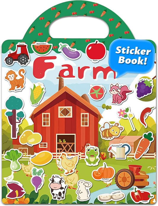 Walenced Reusable Sticker Book for Toddlers, Travel Stickers for Kids, Toddler Craft Activities Toys, Birthday Gifts for Boys & Girls