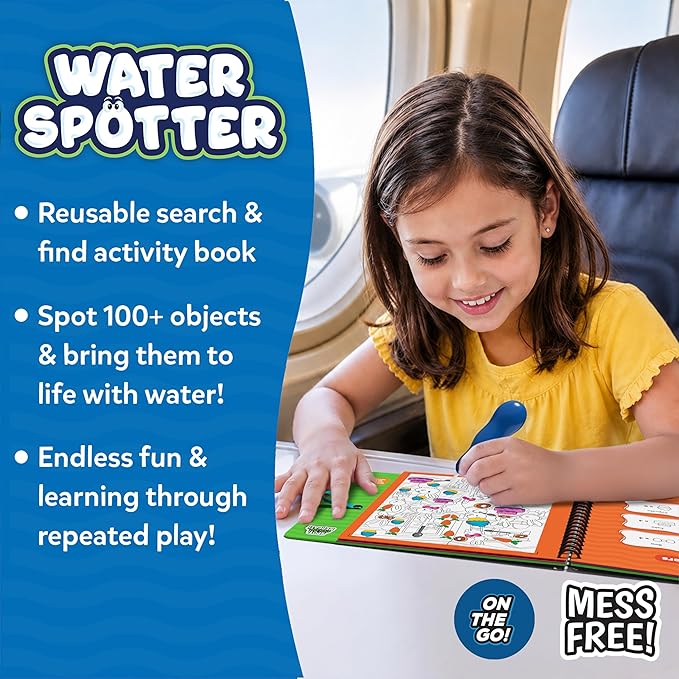 Skillmatics Reusable Search & Find Book - Water Spotter, Mess-Free Paint with Water Kit, Learning Activity, Animals, Screen-Free Fun, Travel Toy, Gifts for Boys & Girls Ages 4, 5, 6, 7, 8