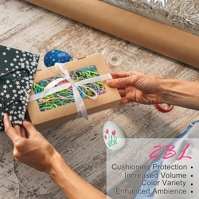 Gainspra 2 LB Crinkle Paper Filler for Gift: Shredded Wrapping for Gift Boxes or Wedding or Birthdays, Crinkle Cut Paper & Basket Stuffing Filler (Easter)