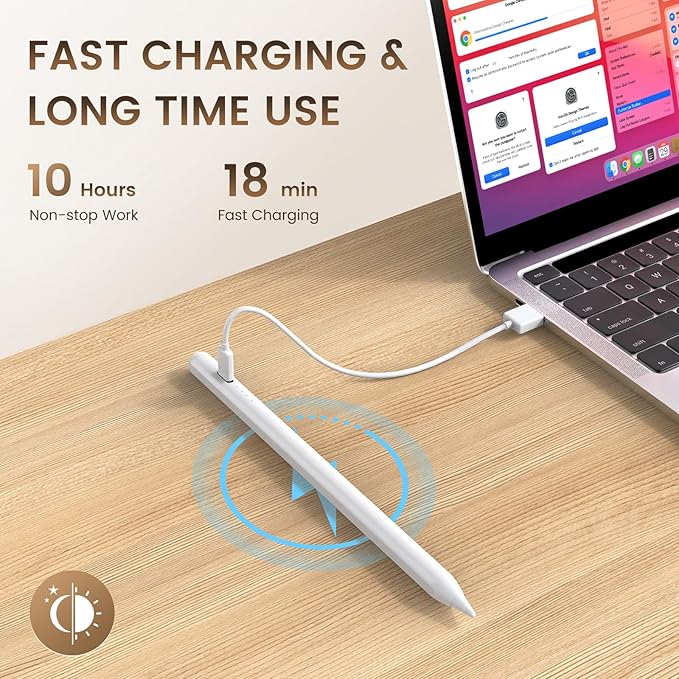 Digiroot Stylus Pen for iPad Apple, Fast Charge Pencil for iPad with Palm Rejection Tilt Sensitivity, Compatible for 2018-2026 iPad 11/10/9/8/7/6, Pro 12.9"/11"/13" M4, Mini 7/6/5, Air5/4/3/M3/M2