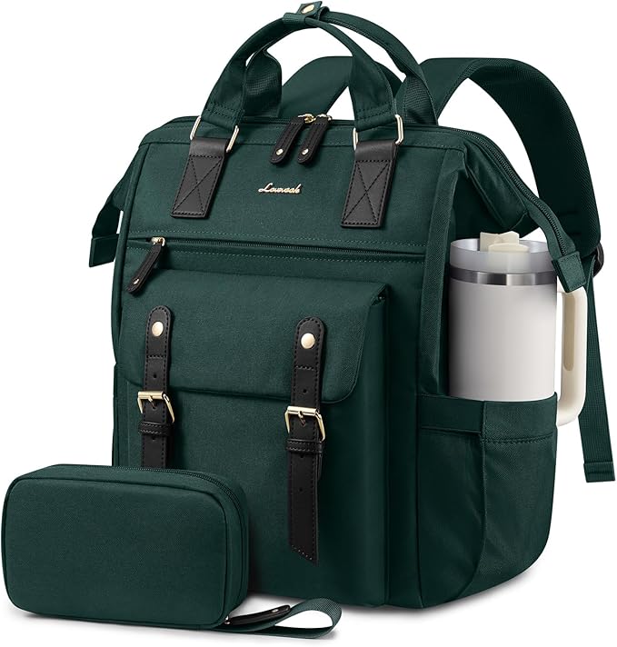 LOVEVOOK Laptop Backpack for Women with Giant Tumbler Holder Pocket,15.6 inch Waterproof Travel Backpack Purse Computer Laptop Bag