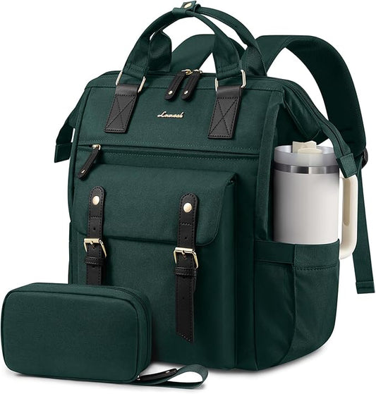 LOVEVOOK Laptop Backpack for Women with Giant Tumbler Holder Pocket,15.6 inch Waterproof Travel Backpack Purse Computer Laptop Bag