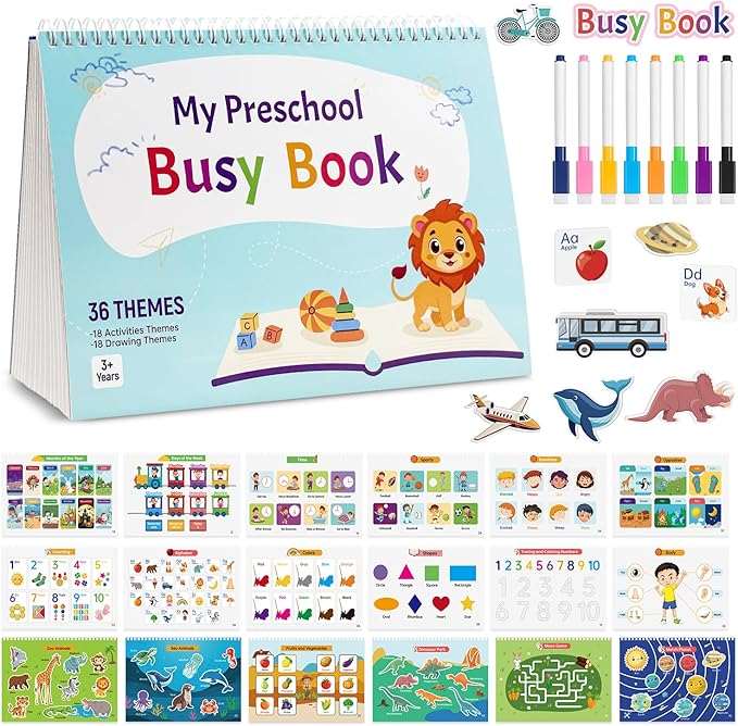 Busy Book for Toddlers - 36 Themes Preschool Learning Activities, Educational Travel Toys for Kids Ages 3+, Montessori Sensory Toys for Autism, Christmas & Birthday Gifts for Boys & Girls