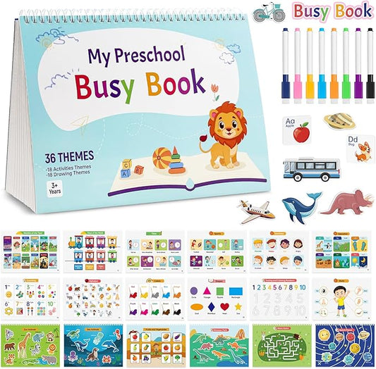 Busy Book for Toddlers - 36 Themes Preschool Learning Activities, Educational Travel Toys for Kids Ages 3+, Montessori Sensory Toys for Autism, Christmas & Birthday Gifts for Boys & Girls