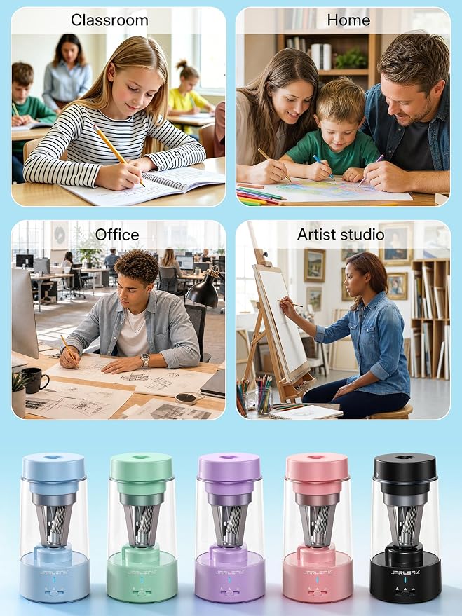 JARLINK Fully Automatic Rechargeable Electric Pencil Sharpener