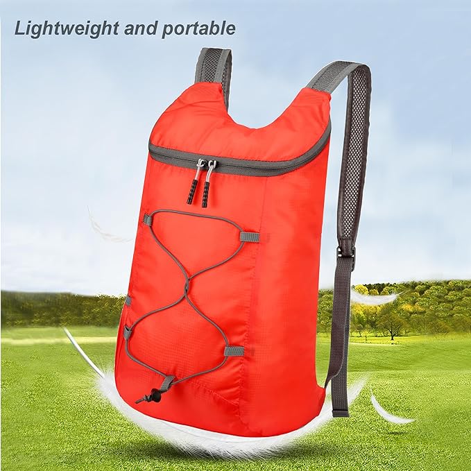 levayhill 16L Lightweight Foldable Hiking-Backpack Small Packable-Daypack For Travel,Ultralight Water-Resistant Gym Bag Men Women Easy Carry-on (Red)