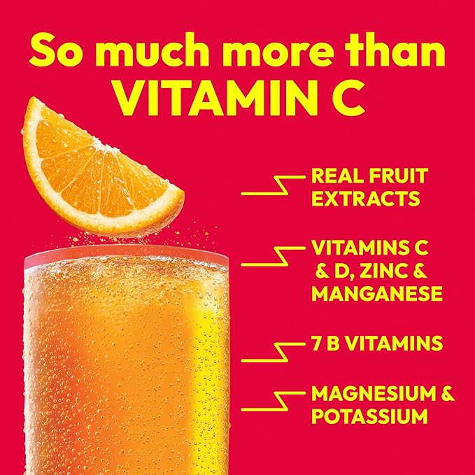 Emergen-C 1000mg Vitamin C Powder for Daily Immune Support Caffeine Free Vitamin C Supplements with Zinc and Manganese, B Vitamins and Electrolytes, Super Orange Flavor - 30 Count