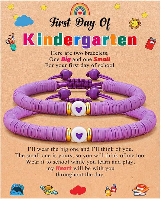 UPROMI First Day of Preschool/Kindergarten/1st Grade/2nd Grade/School Gift, Back to School Bracelet Mommy and Me Dad and Son