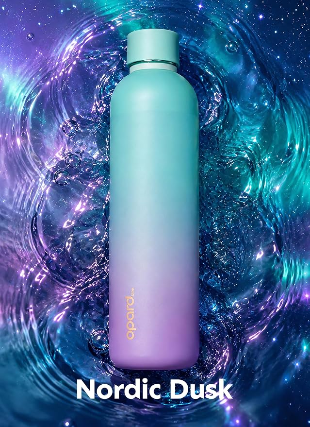 Opard Slim Water Bottle 32oz, Dishwasher Safe Plastic Water Bottle BPA-Free, Leakproof Screw Top, Bubblegum Cyan Pink, Reusable for Travel School Sport Gym Hiking