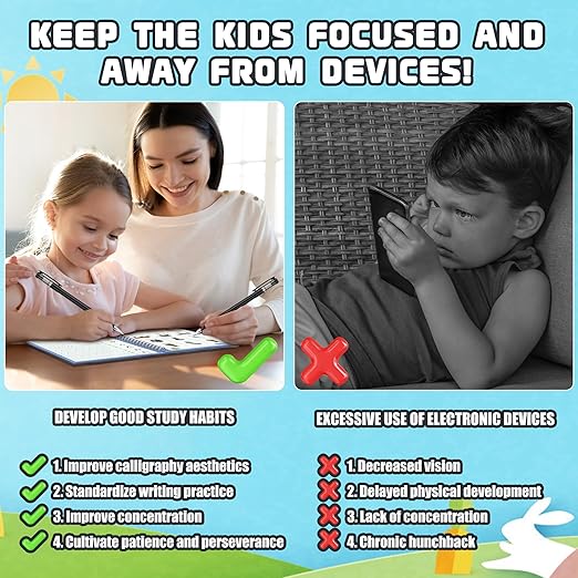 Magic Grooved Writing Practice for Kids, Grooved - 4 children's Magic Copybooks, Grooved Handwriting Practice for Kids 5-10, Preschool Learning Activities, 3 Year Old Boy Gifts for Grandkids.