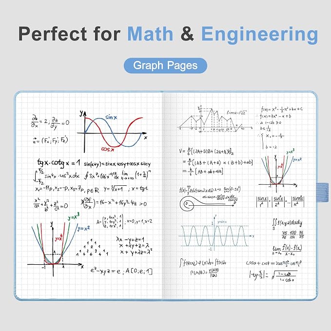 AHGXG Graph Grid Paper Notebook, 160 Pages, A5 Medium Size (5.7'' x 8.3'')