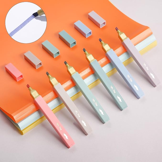 Mr. Pen- Aesthetic Highlighters No Bleed, 6 Pack, Assorted Colors | Chisel Tip, Cute Highlighters Assorted Colors for Journaling, Highlighting, Underlining, Fast Dry, Back to School Supplies
