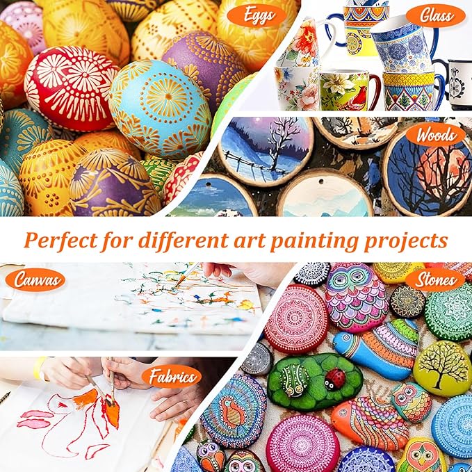 Caliart Acrylic Paint Set with 12 Brushes, 36 Colors Art Craft Paint Kits for Artists Kids Adults Beginners, Rich Pigments Non-toxic, Canvas Ceramic Wood Rock Painting Supplies