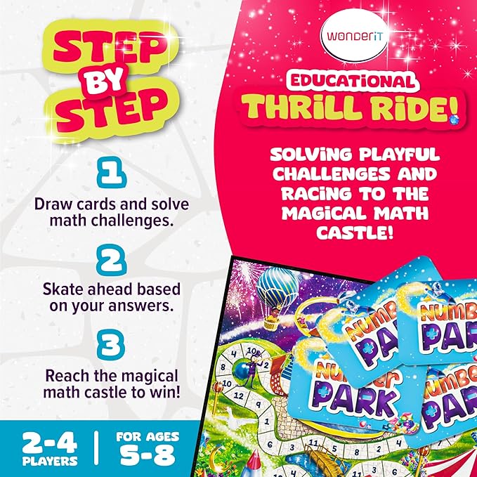 Number Park - Addition & Subtraction Math Board Game for Kids Ages 5-8 - Fun Educational Learning Game for Kindergarten & Up - 1 to 4 Players