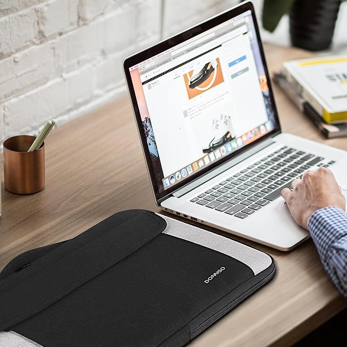 DOMISO 15.6-16 Inch Laptop Sleeve Case,Water-resistant Laptop Protective Case for MacBook Pro16,Dell XPS 16,Lenovo,HP, ASUS, Acer,Black