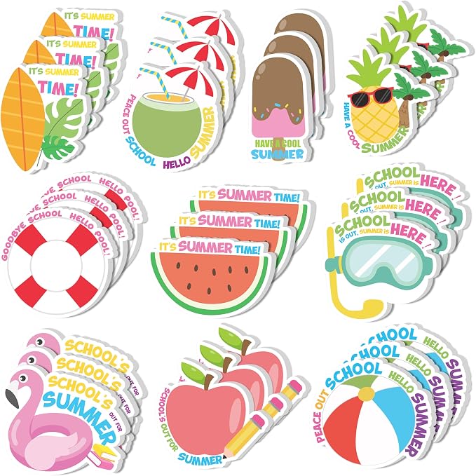 Xqumoi 30 Pack Summer End of the Year Sticky Notes - Graduation Gift Pool Beach Self Sticky Notepads Student Graduation Holiday Writing Memo Pads for School Class Office Party Supplies