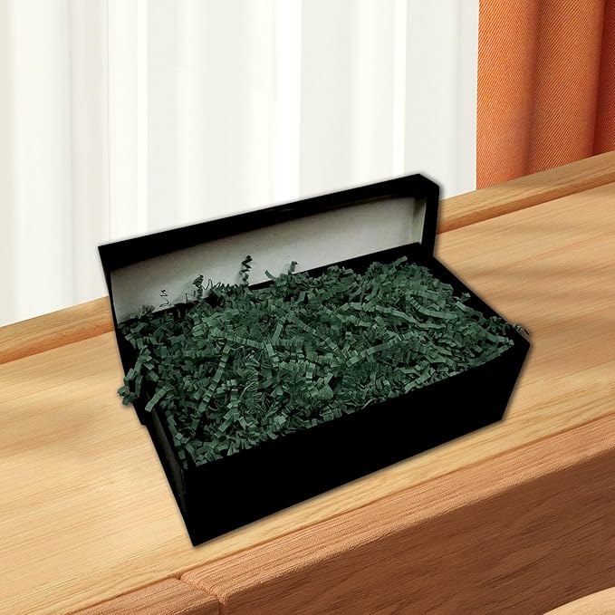 Tisspoms 1LB Crinkle Cut Paper Shred Filler, Dark Green Paper Shreds for Basket Fillers, Birthday, Gift Wrapping, Anniversary, Wedding, Halloween, Thanksgiving, Christmas Gift Decor Party Filler
