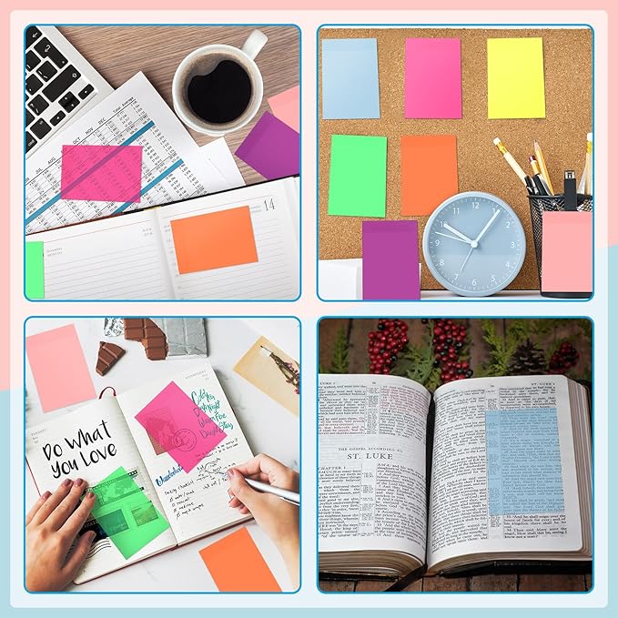 Yinder 4 x 6 Inch Transparent Sticky Notes Translucent Sticky Notes Waterproof Clear Self Memo Pad See Through Bible Journaling Accessories Office School Supplies(8 Pcs,Bright)