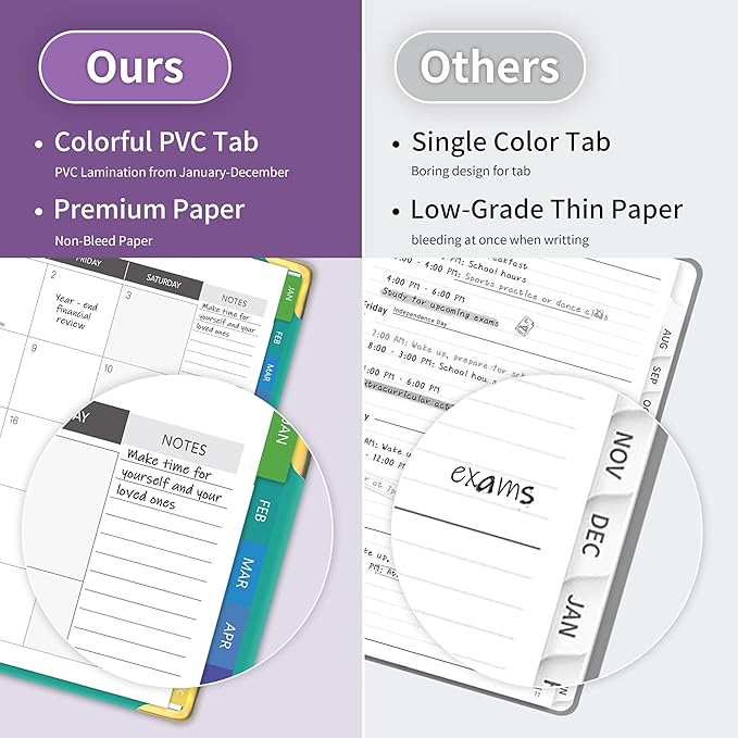 Planner -2026, Hardcover Weekly & Monthly Calendar Planner, January 2026 - December 2026, 8.5" x 11", Daily Agenda Book with Colorful Tabs, College Organizer Notebook, School & Work Supplies for Student Teacher Classroom