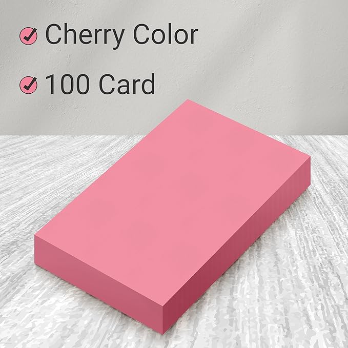 THREE LEAF 3 X 5, INDEX CARDS UNRULED, 4000 CT. (100 x 40) CHERRY, Blank Flash Cards, Study Card, Memo Pad, For To-Do List, Art And Craft Projects