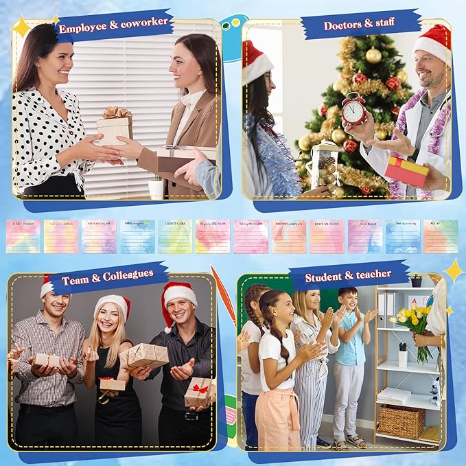 Yinder 24 Pcs Inspirational Sticky Notes Cute Motivational Sticky Notes Pad End of Year Employee Appreciation Gifts Bulk for Teacher Nurse Coworkers Office Supplies 3 x 3'' (Funny,Watercolor)
