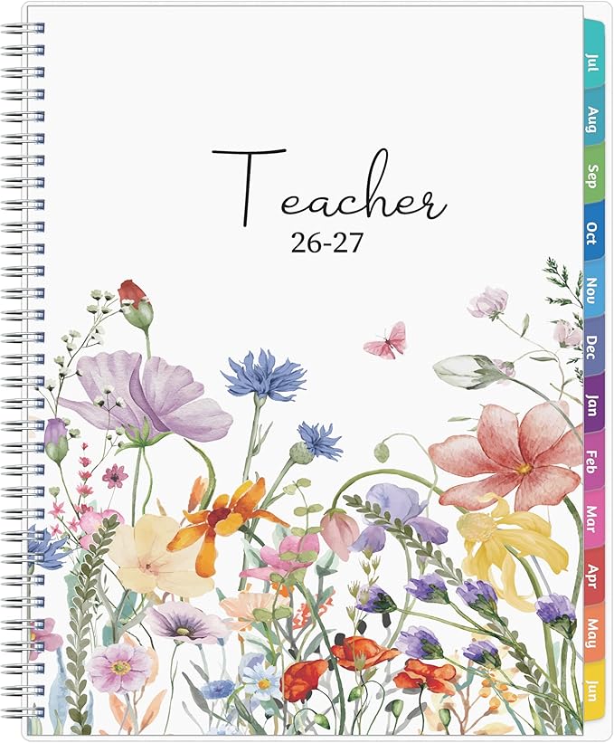 GoiUnlt Teacher Planner 2026-2027, JUL. 2026 – JUN. 2027, Lesson Planner 2026-2027 Academic Year, with Tabs, Thick Paper, 2-Sided Pocket, 8.6″ x 11″ Daily Weekly and Monthly Calendar with 8 Periods