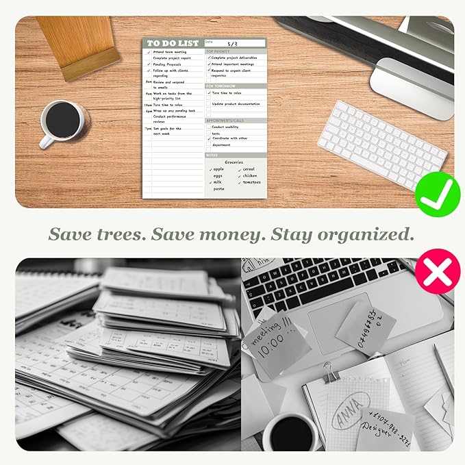 Dry Erase Desk Planning Board - Reusable Desktop Daily Planning Board, Work to-do List - 11"x8.5" Tabletop Dry Erase Board with Stand - Marker Included