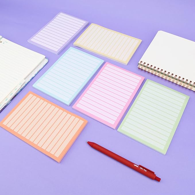 Mr. Pen- Lined Sticky Notes, 4" x 6", 6 Pads, 270 Sheets
