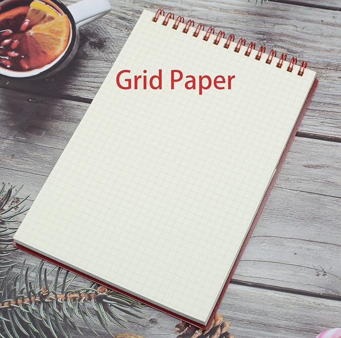 Yansanido Top Bound Spiral Notebook, 3 Pcs 3 Color A5 Size Thick Plastic Hardcover Grid Paper 80 Sheets (160 Pages) Journal for School and Office Supplies (Dark Color)