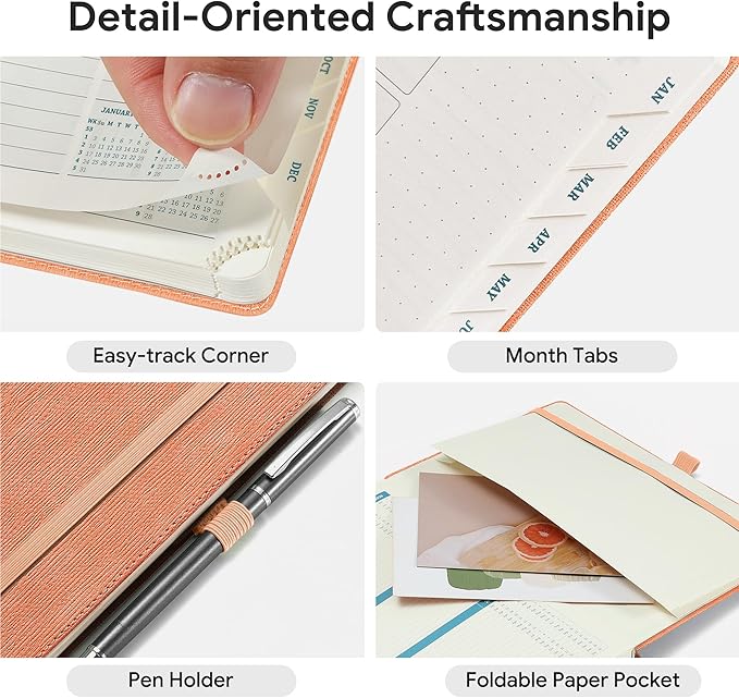 2026-2027 Weekly and Monthly Planner (July 2026–December 2027), 6.5"x8.5", Vertical Layout, 18 Months Agenda with Month Tabs & Pocket, Academic Calendar with Vegan Leather Cover,Pink