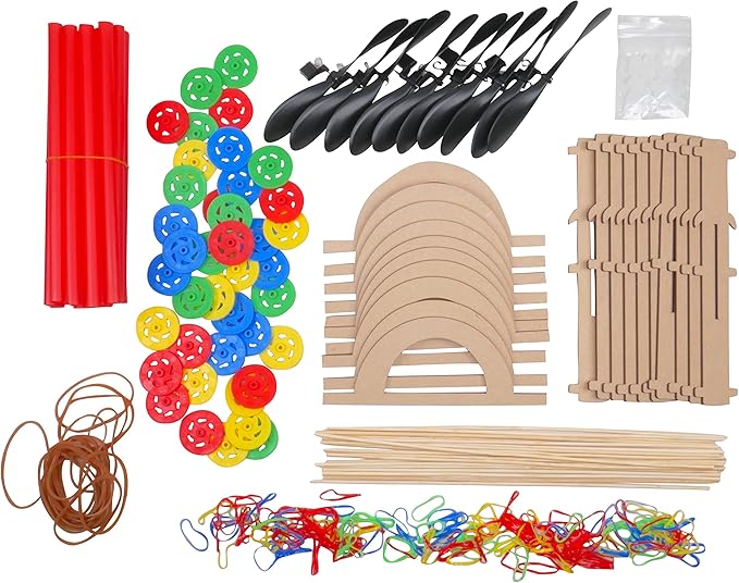 Rubber Band Propeller Car Kit, 10-Pack – Build 10 Rubber Band Propeller Cars, Complete STEM Engineering Project Kit for Classrooms, Ages 8+