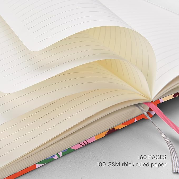 &And Per Se Lined Hardcover Notebook – A5 5.7"x8" College Ruled, 160 Pages, 100gsm Thick Paper – Aesthetic Journal for Women, Gift-Ready Planner, Everyday Writing Notebook (Elegant Florals)