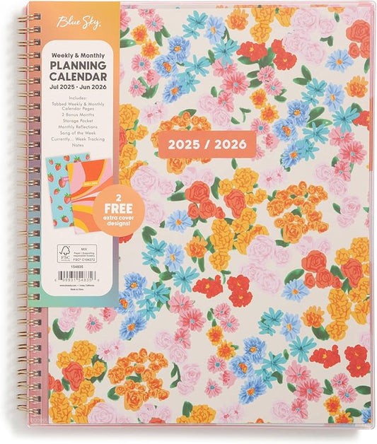 Blue Sky Gen Z 2025-2026 Weekly and Monthly Academic Year Planner Calendar, July 2025 - June 2026, 8.5" x 11", Flexible Interchangeable Cover, Wirebound, Laminated Tabs, Storage Pocket, Gladys
