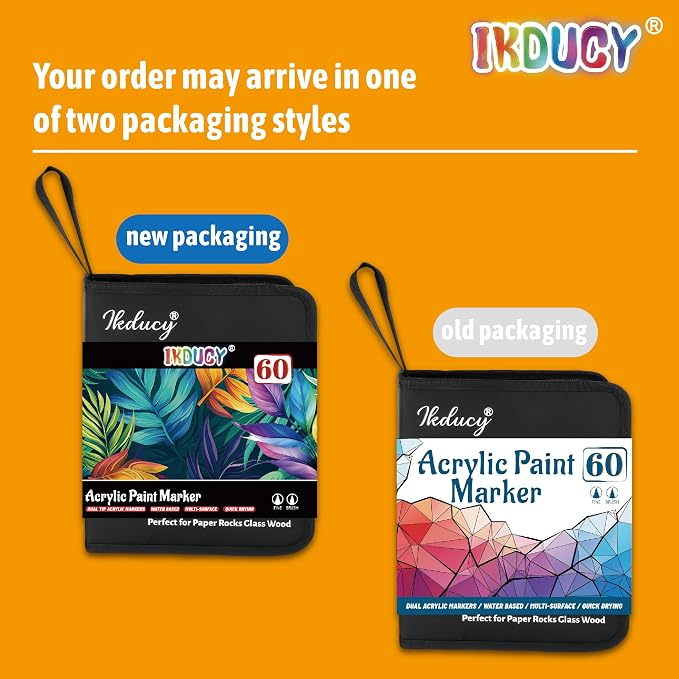 60 Colors Dual Tip Acrylic Paint Markers Set - Brush & Fine