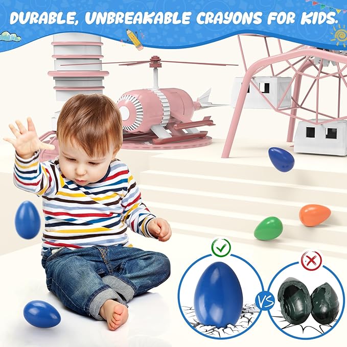 9 Colors Easter Egg Crayons for Kids, Easy Grip Palm-Grasp Washable Drawing Tools, Great Gift for Kids 3+, Drop-Resistant First Art Supplies, Birthday Gifts for Boys Girls