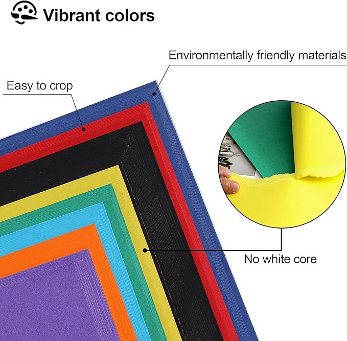 Colored Cardstock for Crafts and Cards, 8.5 x 11 inch / 90 Sheets /8 Colors Paper 65Ib 180g UAP08