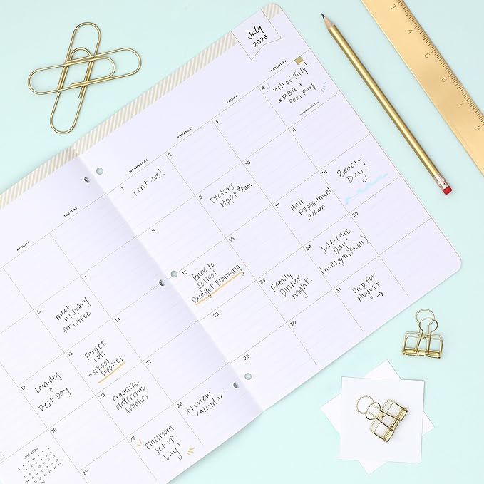 Blue Sky Day Designer 2026-2027 Monthly Academic Year Teacher Planner Calendar, July 2026 - June 2027, 8.5" x 11", Coated Paper Cover, Stapled Binding, Swiss Dot Blush