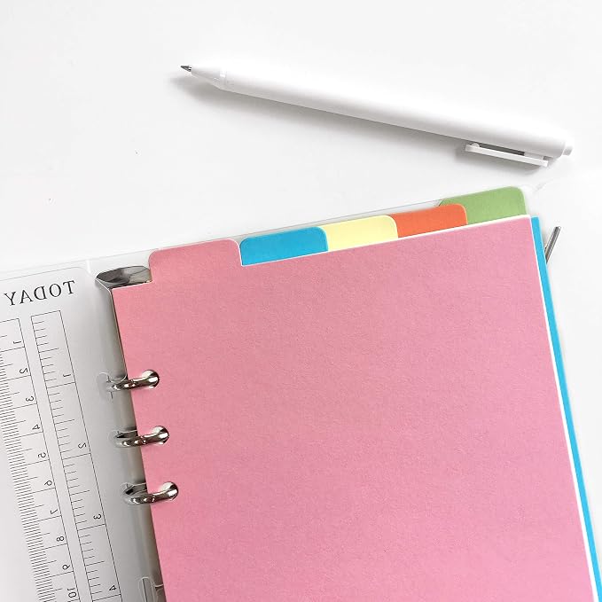 Zelten Refills/Loose Leaves for A5 Cover Ring Binder/Personal Organizer/Planner(A5 6 Holes, Divider Vertical Colored Paper)