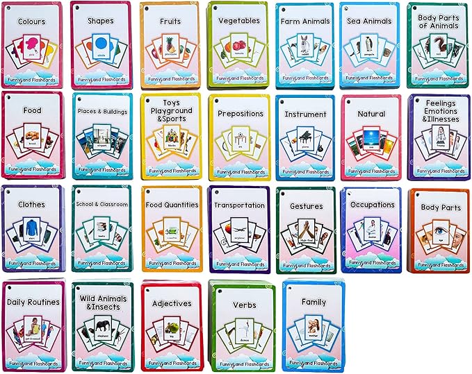 Lilias Flash Cards - English Words Pocket Card for Toddlers, Learning Toys, Supplies for Kindergarten Preschool, 26 Themes Set, 771 Cards