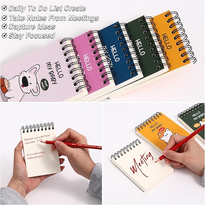 Steno Pads 3.1" x 4.3" Blank Pocket Spiral Notepads Small Cute Spiral Note Pads Blank Pages Notebook No Lines Top Spiral Notebook 3.1" x 4.3" Unlined Little Memo Steno Note Pads Nursing Notepad for Work, School, Office, Nurse, Travel (Cute Colors) (white)