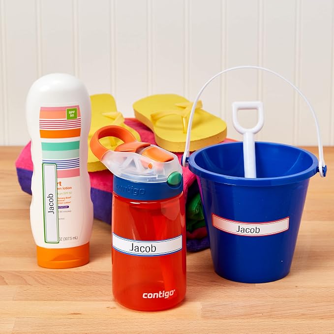 Avery(R) Durable Labels for Kids' Gear, 5/8" x 3-1/2", Assorted Border Colors, Water-Resistant, 35 Rectangle Labels Total (Pack of 2)