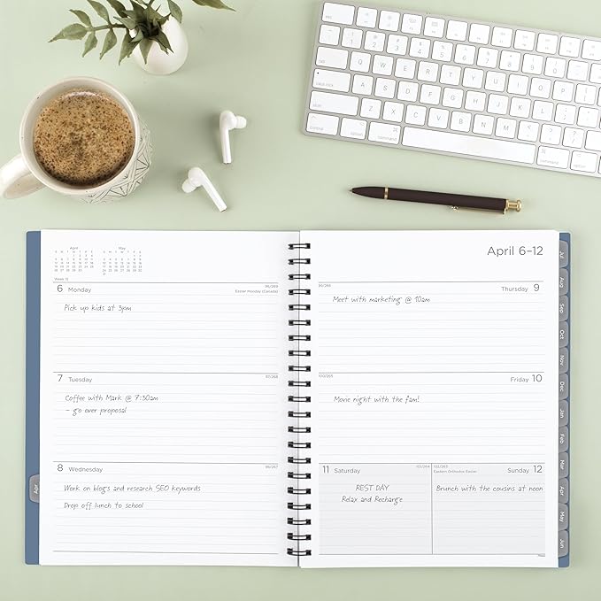 Mead Planner 2026-2027 Weekly & Monthly Academic 15-Month April-June, 8.5" x 11", Composure Blue (CAW62020) (Pack of 12)