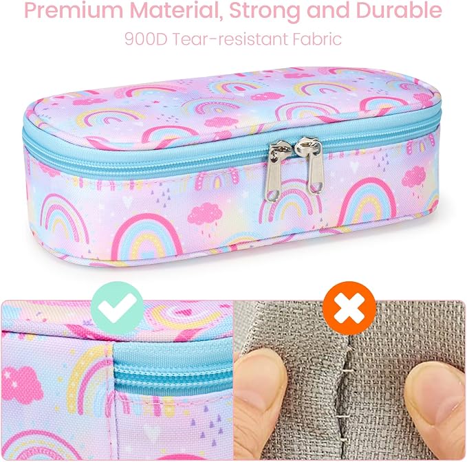 Cambond Cute Pencil Case for Girls - Big Capacity Pencil Cases for Kids, Large Storage Pencil Pouch for School, Pencil Case Only, Purple Rainbow
