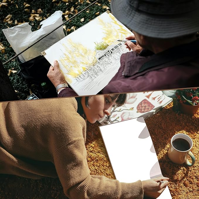 CAGIE Hardcover Sketch Book for Drawing, Mixed Media Sketchbook 120lb/200 GSM, 9" x 12" Lay-Flat Large Sketchbook, Sketch Pad for Artist Drawing, Boxed for Gifts, 60 Sheets/120 Pages, Brown