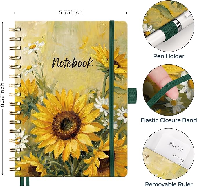 AHGXG Spiral Journal Notebook, 160 Lined Pages, A5 Size (5.7'' x 8.3'')
