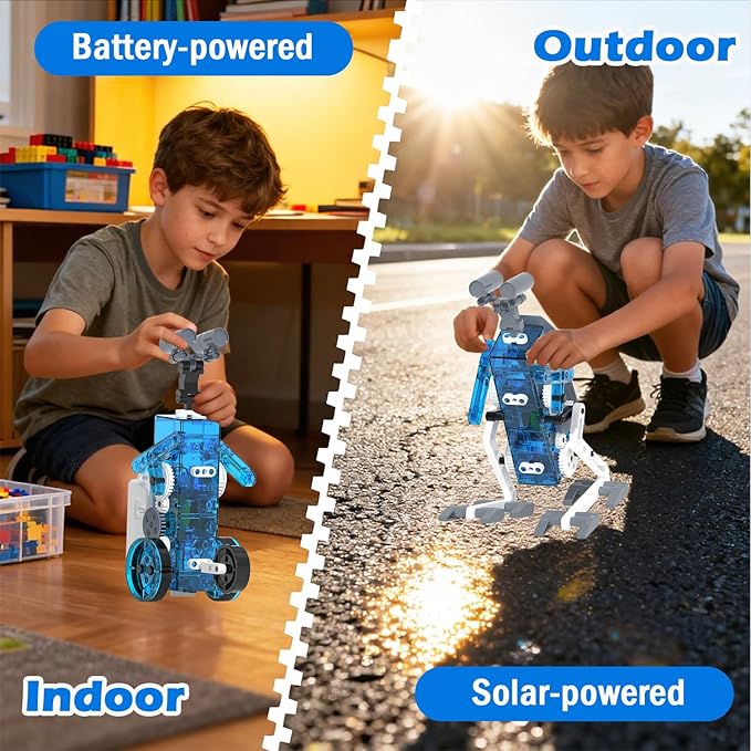 STEM 25-in-1 Solar Robot Kit for Kids Ages 8-13, Science Building Toys with Transparent Motor, DIY Robotics Experiment Set, Educational Birthday Gift for Boys Girls 8 9 10 11 12 13 14 15 16