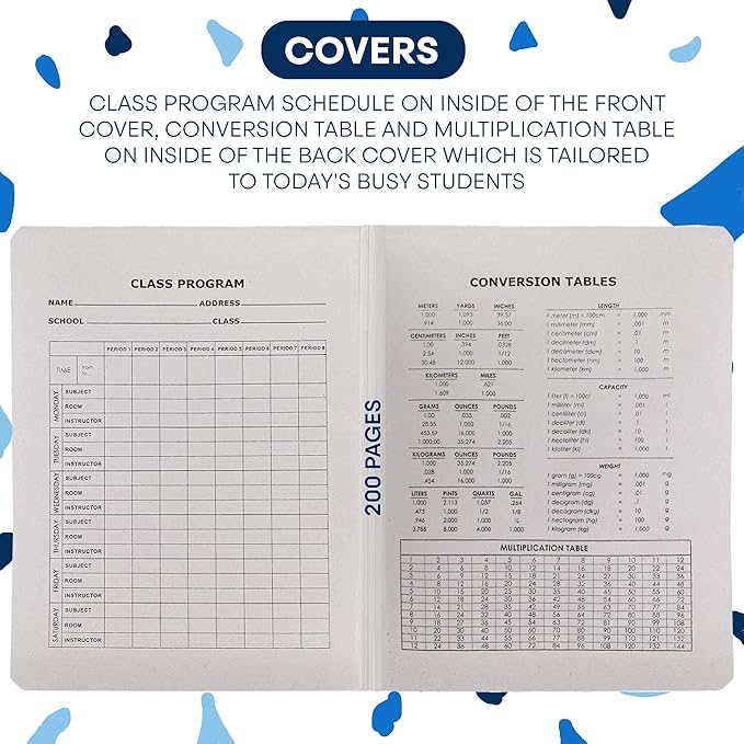 Emraw Black & White Marble Style Cover Composition Book with 100 Sheets of Wide Ruled White Paper (8 Pack)